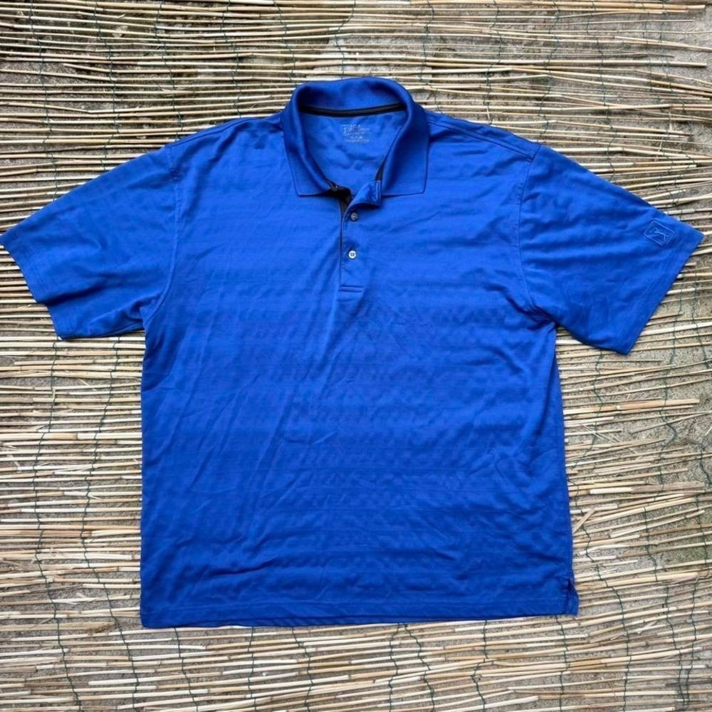 PGA Tour Men's Blue Striped Golf Polo Shirt‎ Size XL Performance
